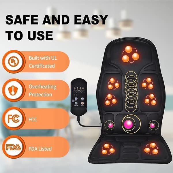 8 - Lägen Full Rygg Massage Sittdyna Bilstolsdyna Matta Nackvärme Massager