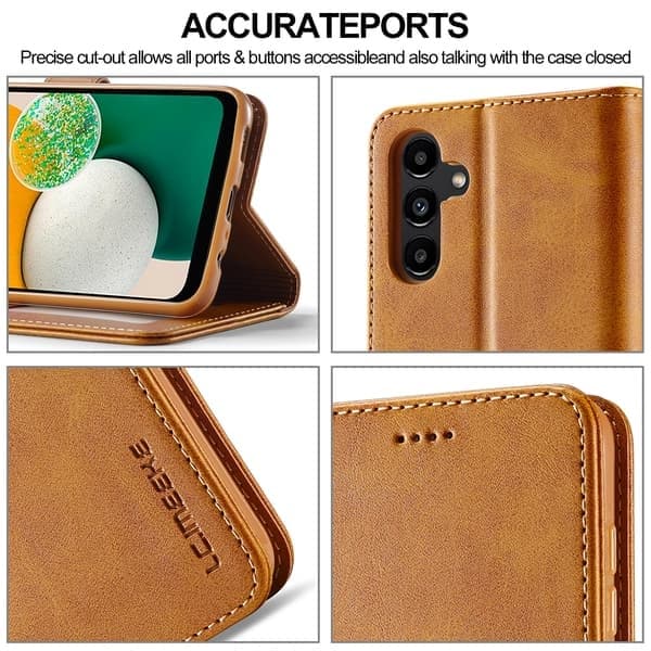 Plånboksfodral i läder för Samsung Galaxy A05, Gul LCxnw Yellow LCxnw Galaxy A05