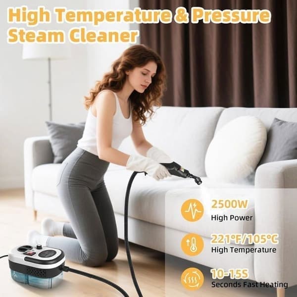 Damprenser til hjem og bil, 2500W, 3 justerbare effektniveauer, stor 1,2L tank