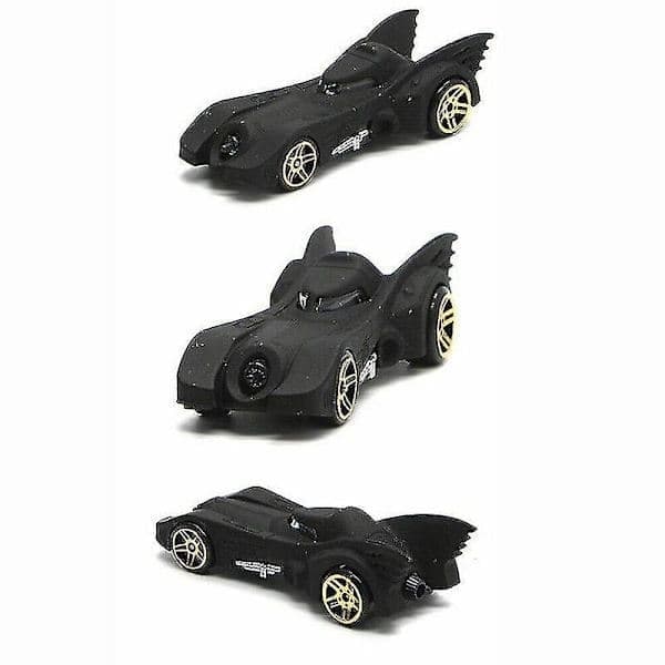 En uppsättning med 6 Batmobile leksaksbilar, tillverkade av metall, utan