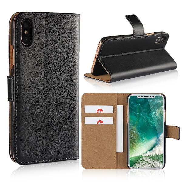 iPhone X/XS/XR/XS Max Wallet Case – Magnetisk PU Læder Flip Cover, Kortholder Stand, Sort til iPhone XR black Iphone XR