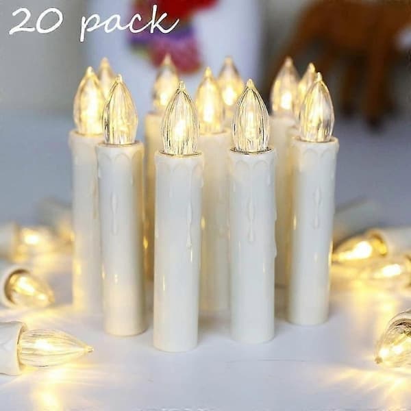LED-lys, 20 fjernkontroll, dimbare flammeløse stearinlys