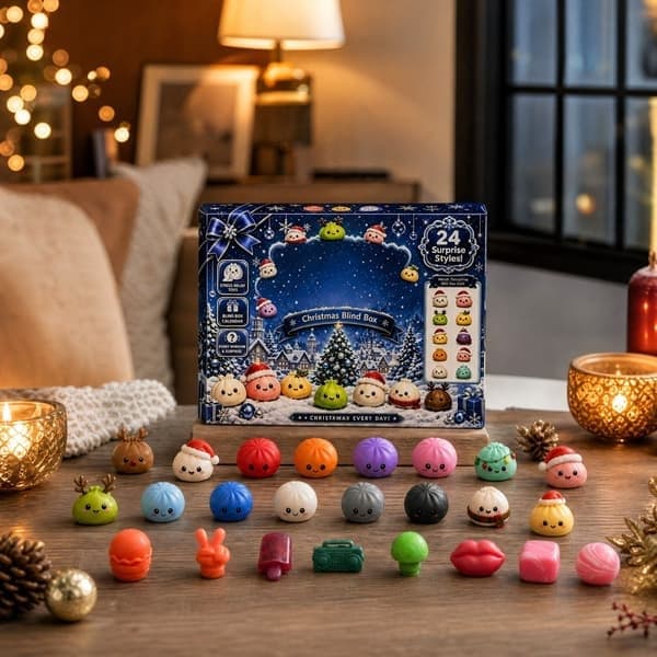 Adventskalender 2026, 24 dagar med överraskande Squishies-leksaker, julklappar