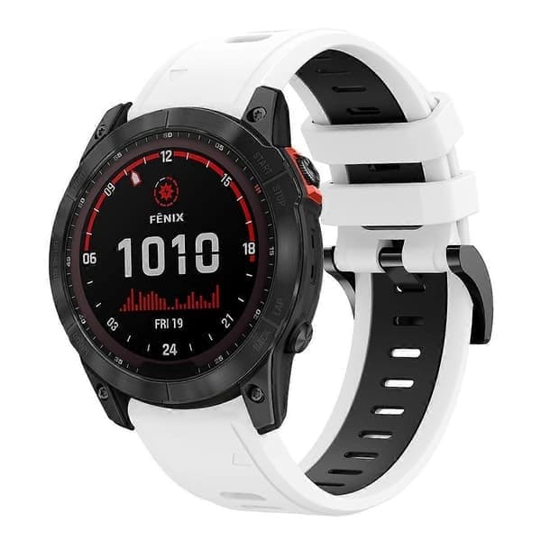 To-tonet silikonerem til Garmin Fenix 7X-lingling, hvid sort White Black