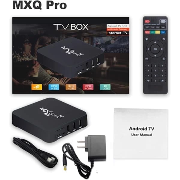 5G MXQ PRO 4K TV Box, Android 10.1 System, Quad-Core Processor, Smart Media Player, Uppgraderat 4GB RAM, 32GB Internminne