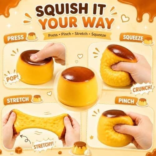 Kermainen vanukas Squishy ASMR helmintäyteinen, rapea vanukas Squishies, vanukas Pudding