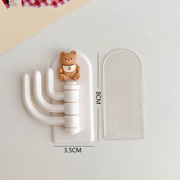 Självhäftande krok för badrum / dörr / kök, trippelkrokdesign, gräddvit