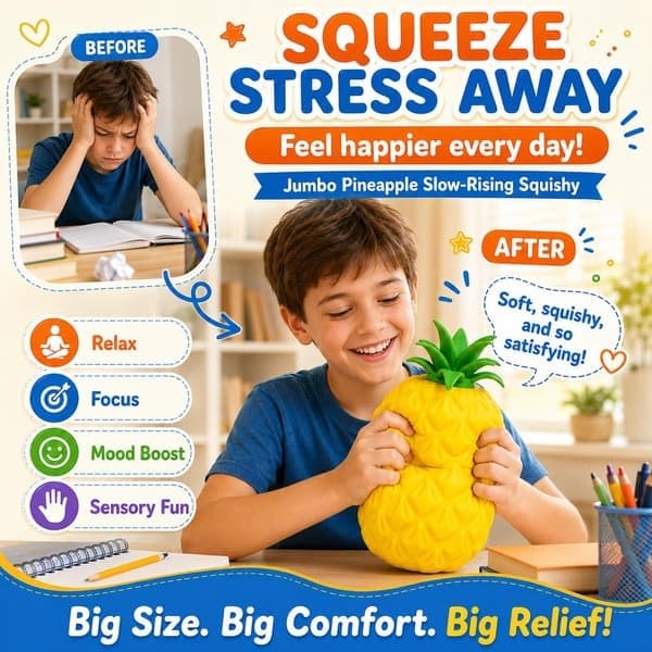 9,5-tums jätteananas Squishy, Jumbo Squishy Långsamt Stigande Stressboll