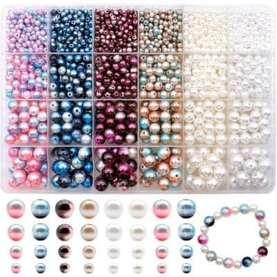 Glassats, 1890 delar, 4mm, 6mm, 8mm, 10mm, gradientfärger, blandade mörka och gradientfärger
