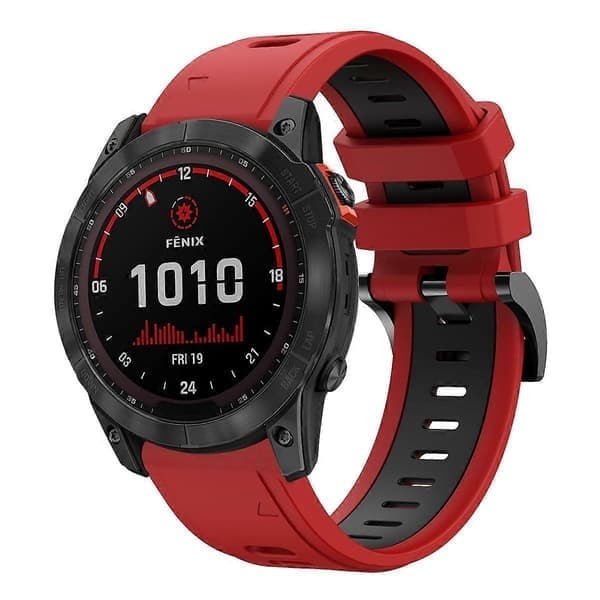 To-tonet silikone armbånd til Garmin Fenix 7X-lingling, rød sort Red Black