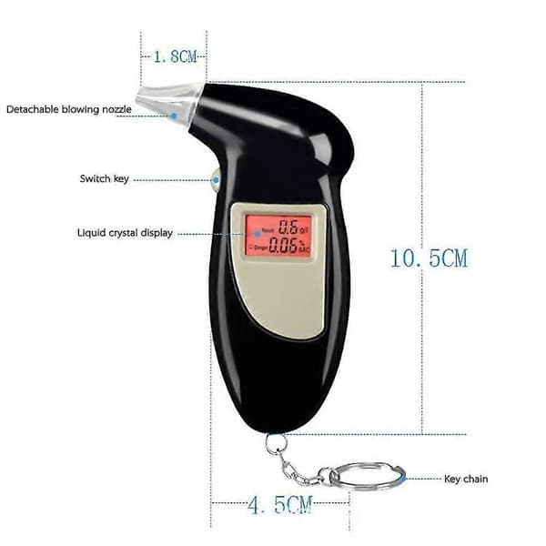 Alkoholtester, Blodalkoholtester, Alkoholmåler, Professionel Alkoholtester med LED-display, Digital, Hurtig, Bærbar