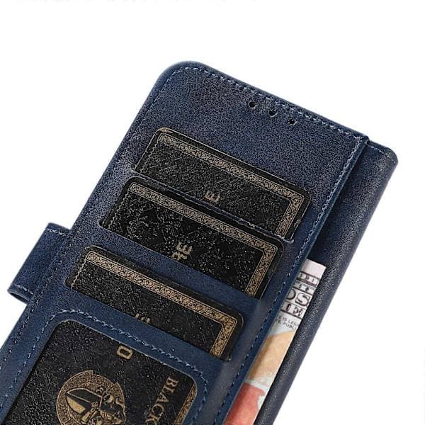 Til OnePlus Nord CE5 5G Etui, Ko Lædertekstur Læder Wallet Cover med Stativ, Premium Magnetisk Flip Etui Blå Blue