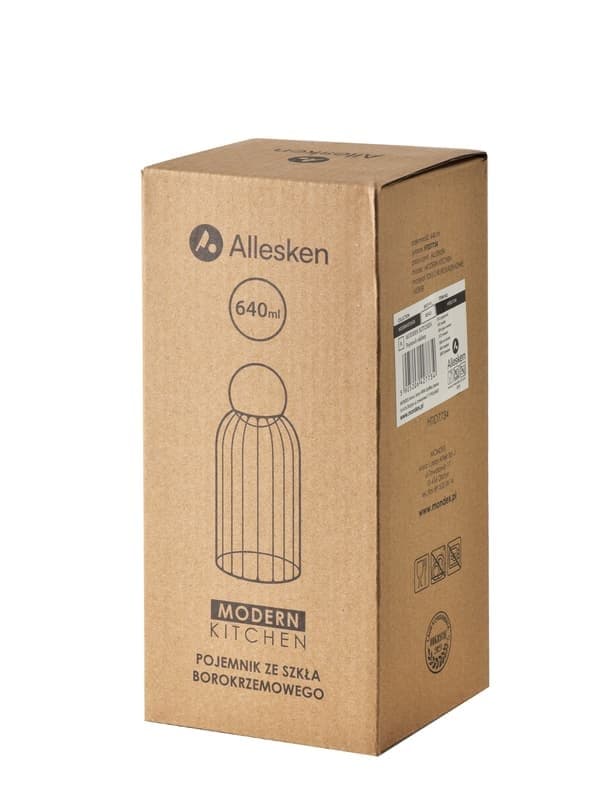 Modern köksbehållare i glas, 640 ml, med korkboll, för både förvaring och konservering av mat