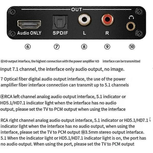 HDMI EARC ARC Audio Extractor 192Khz-konverter til RCA-adapter for digital TV-lyd