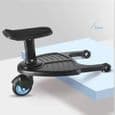 Barnvagnståbräda, Mini Buggy Board med 360° roterande hjul, hopfällbar barnvagnståbräda med pedal (blå)