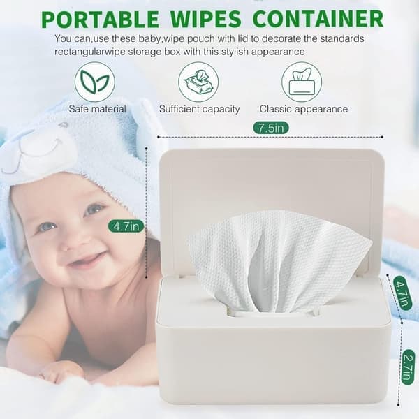 Dispenser til vådservietter til babyer, skridsikker holder, vaskbar beholder med låg