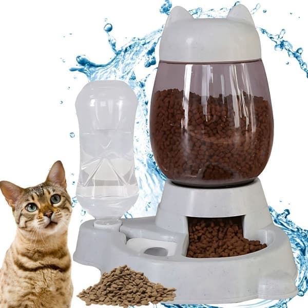 Automatisk matskål 2-i-1, for hund og katt