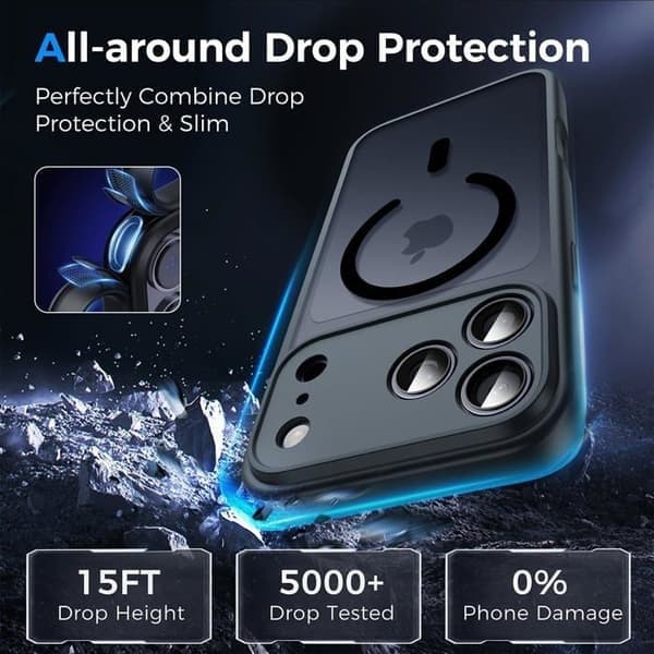 Klar telefoncover til iPhone 17 Pro Max, MagSafe-kompatibel, magnetisk, sort iPhone 17 Pro Max Noir