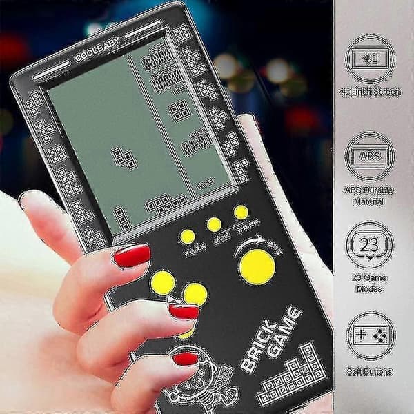 RS-100 Tetris Handhållen Spelkonsol, Klassisk Tegelpusselspelare, Batterier Ingår Ej Blå Blue