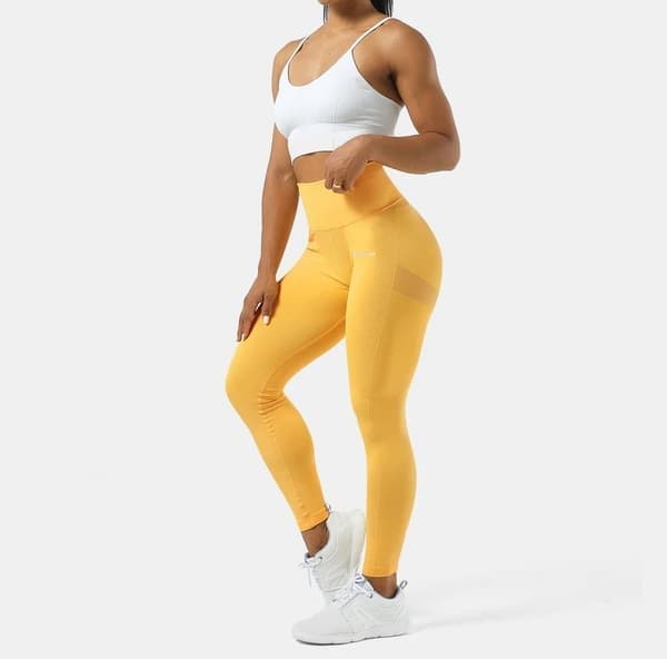 Gule sømløse tights leggings Gymshout M Gul Medium, Gul, Gul Medium yellow Gul Medium