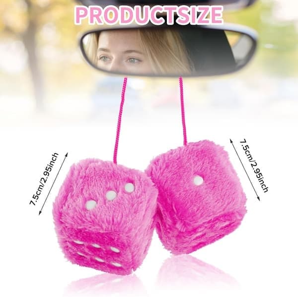 Paket Fluffiga Biltärningar 7 cm Kuber Retro Stil Bil Hängande Rutor för Bilinredning Rosa