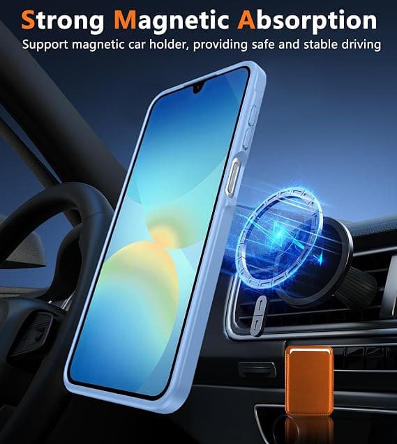 FNTCASE til Galaxy A26 5G-deksel, magnetisk matt gjennomskinnelig, fallbeskyttelse i militærklasse, slankt robust støtsikkert deksel Light blue