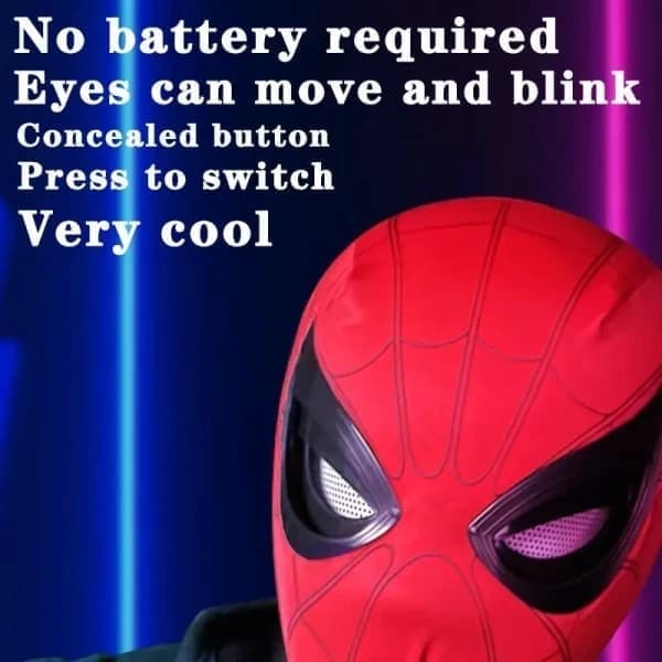 Spider-Man 1:1 Fjärrkontroll Elastisk Mask med Rörliga Ögon för Cosplay (Käkkontroll)