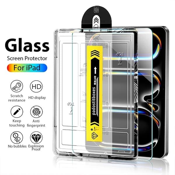Härdat glas kompatibelt med iPad Air Pro 13 11 M4 M2 2024 12.9 skärmskydd kompatibelt med iPad 10 9 10:e 9:e generationen, 7:e 8:e 9:e 10.2 7th 8th 9th 10.2
