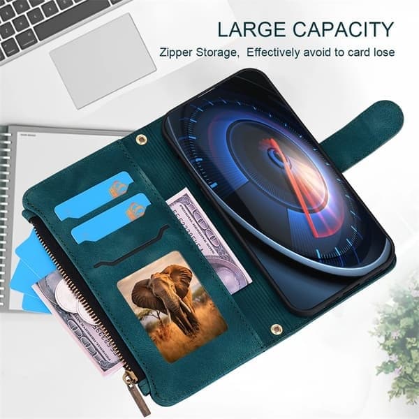 Lommebok-deksel til Samsung A05, glidelåslomme, rød Red Samsung A05