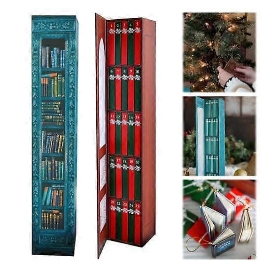 Mini Bokdekorasjon Adventskalender 2026 Julekalender med 24 Bøker, Blå blue