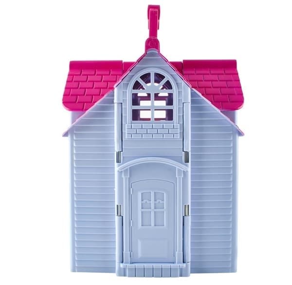 Dockhus/Dockhus, Leksakshus för barn, Möblerat och med hushållsartiklar Rött