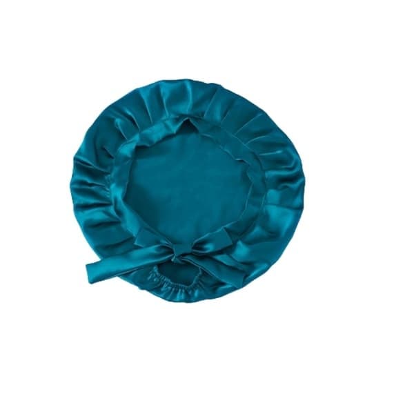 Justerbar sovehætte til langt hår, 100% silke let, blå Blue