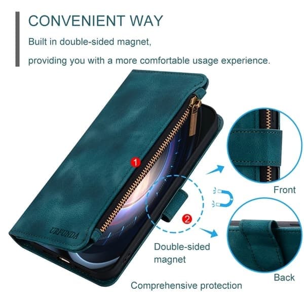 Wallet-telefonetui til Samsung A11, lynlåslomme, rød Red Samsung A11