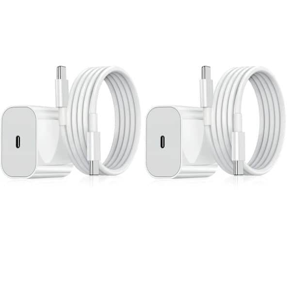 Hurtigoplader 20W USB-C Adapter med 2m Kabel, Kompatibel med Android Apple Enheder, CC Port 2 stk CC Port 2pc