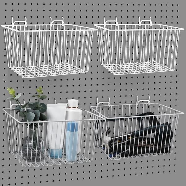 4-pak værktøjsholdere til hulplade, metalkroge til tilbehør, hvid