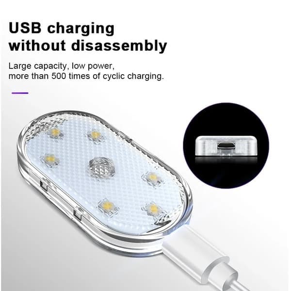 LED-touchlampa för bil, USB-uppladdningsbar magnetisk minilampa för interiörläsning, vit 4 st White 4pcs