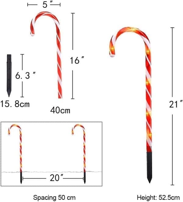 10 stk. udendørs dekorationslyskæder LED Candy Bar-lys LED-landskabslys julepynt, julelysmarkører, Ch