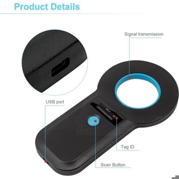 Mikrochipskanner för husdjur, 134,2 kHz chipläsare, stöder ISO 11784/11785 FDX-B RFID-standarder