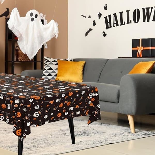 Sett med 4 skumle engangsduker til Halloween, skummel gresskar Halloween-duk, vanntett duk