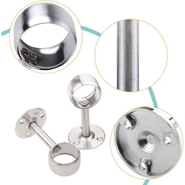 Gardinstångsfäste, HANDEIU, Rostfritt stål, 4-pack, 10 kg, Silver