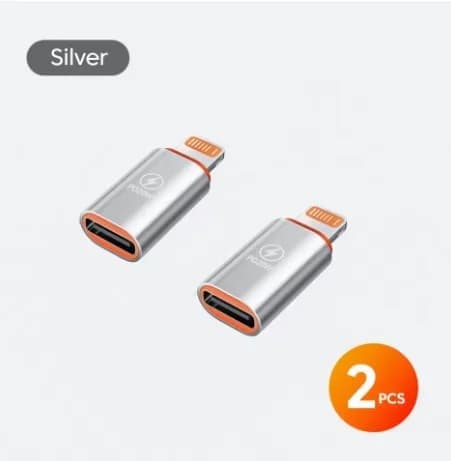 1-4 stk. PD20W USB Type-C til Lightning-ladeadapter kompatibel med iOS Lightning hann til Type-C hunn-kontakt, 2 stk. sølv 2Pcs Silver