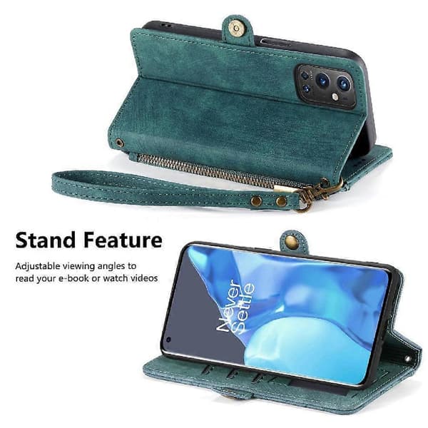 OnePlus 9 Pro Flip Plånbok Läderfodral Business Stil Stötsäkert Skydd Green