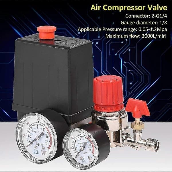 Luftkompressor Tryckbrytare Tryckventilbrytare Luftkompressor med Regulatorer Mätare (Plasttryckmätare)