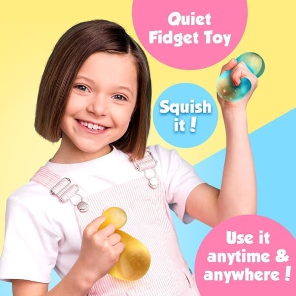 Fidget Stresskuber, 3-pak 5,3 cm Gelfyldte Sensoriske Klemmelegetøj, Pink Gul og Blå, Sunny Ocean Mix Sunny Ocean Mi脳