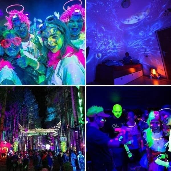 2 stk. 100W UV LED Projektor Sort Lys IP65 Vandtæt, Ultraviolet LED Lampe, Effektbelysning til Plakater, Barer, Fester