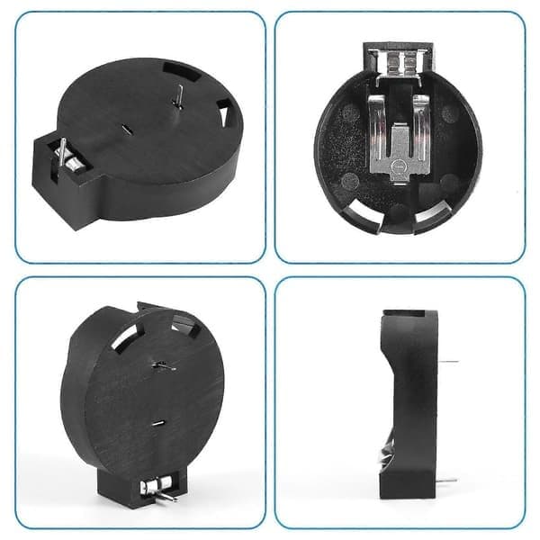 2 stk CR2450 Knappcellebatteriholder Etui 2 Pins Svart