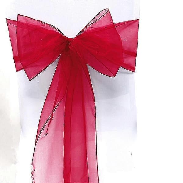 10/25/50/100 Organza Stolöverdrag Breda Rosetter Bröllopsfestdekorationer, Röd, 10 st Red 10 Pcs