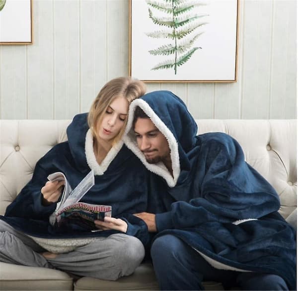 Fleece Sweatshirt Oversized Hoodie NX, Marinblå navy