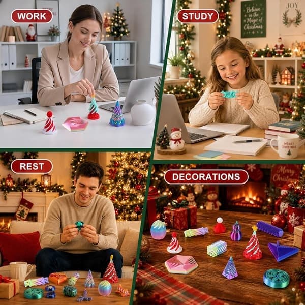 Adventskalender 2026 Jul 24 Dager Nedtelling Mini 3D-printet Fidget-leketøy