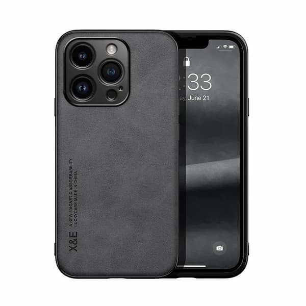 Nahkainen puhelinkotelo iPhone 12 Minille, tummanharmaa Dark Gray For iPhone 12 Mini